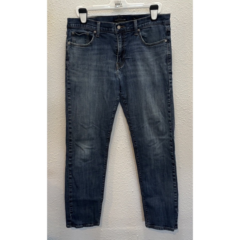 Lucky Brand 221 Straight Jeans Mens 36x32, Blue Medium Wash Casual Comfort